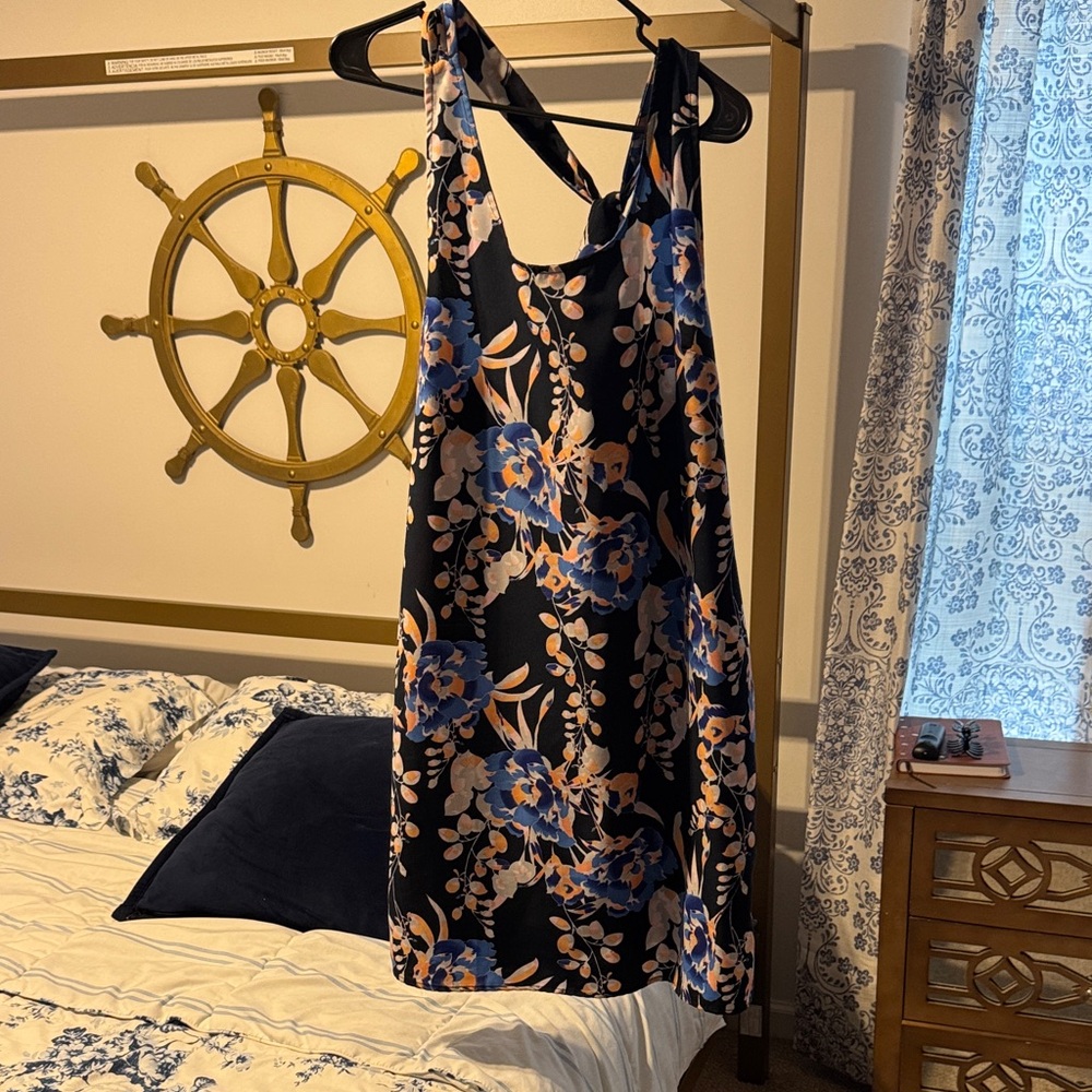 GAP Navy Floral Sleeveless Shift Dress
